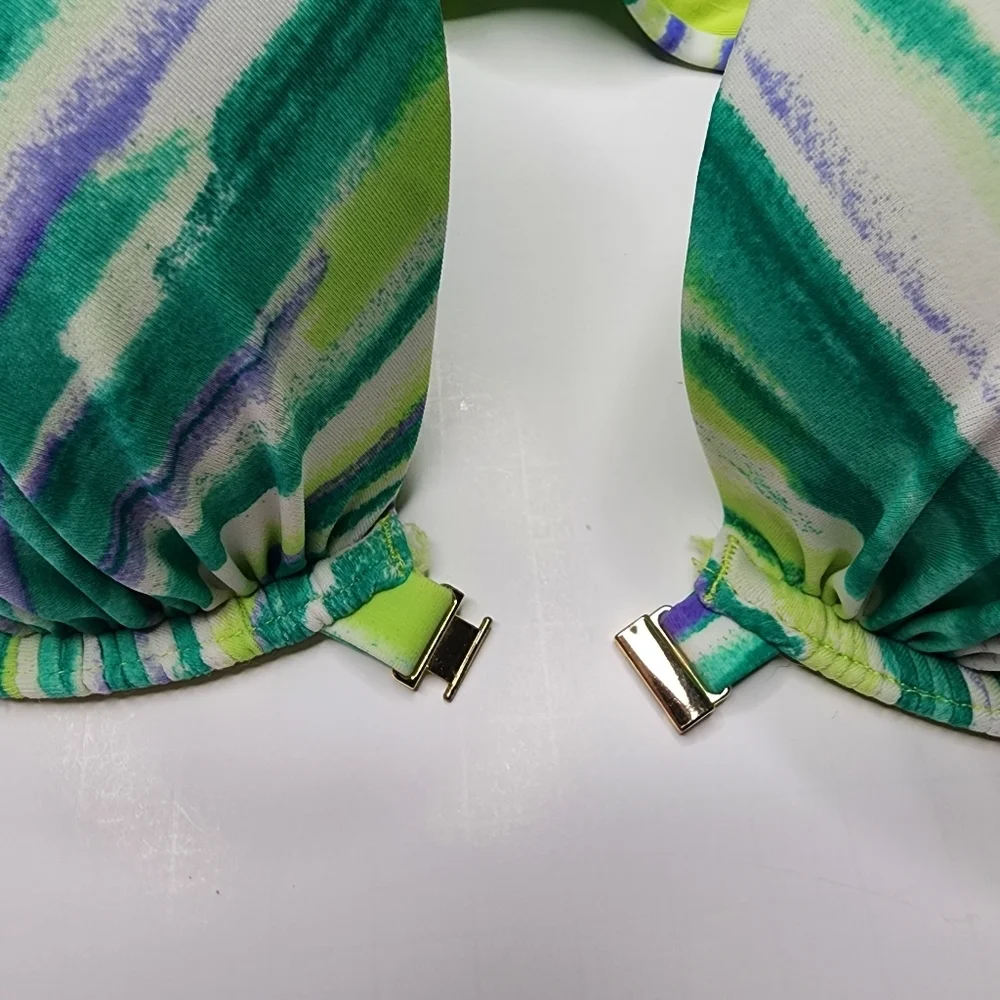 Aerie Push-up Bikini Swim Top Teal Blue 36C Front Clasp